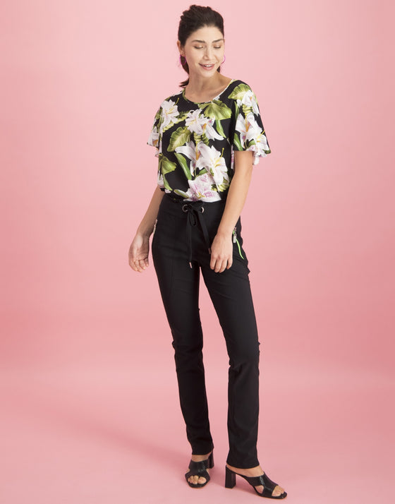 Flora Top Floral | Black