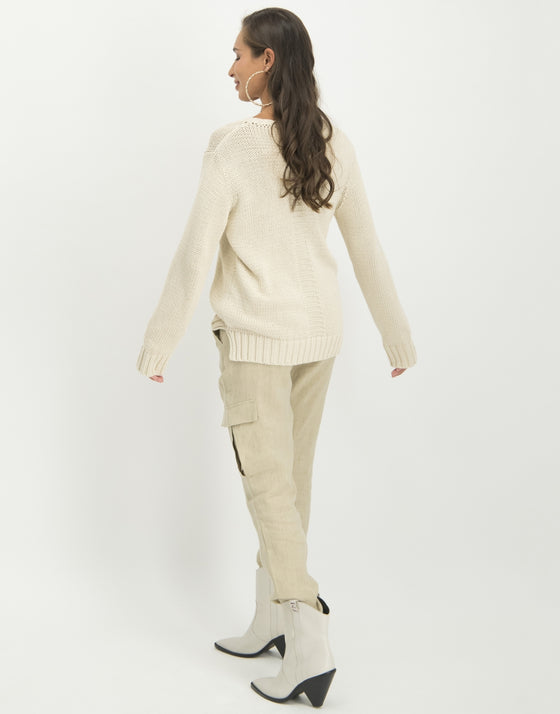 Claire Crew Neck Pullover | Ecru