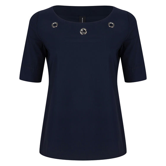 Lea Eyelet Top | Blue