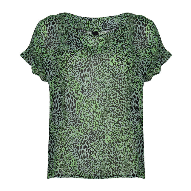 Irina Ruffle Top Animal | Green