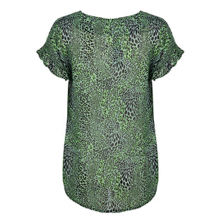 Irina Ruffle Top Animal | Green