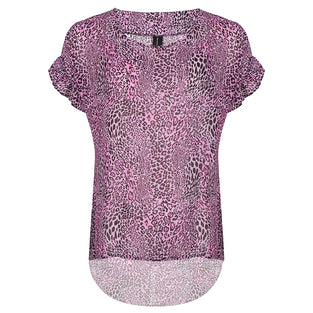 Irina Ruffle Top Animal | Fuxia