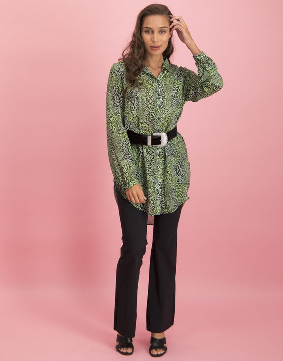 Dewi Long Blouse Animal | Green