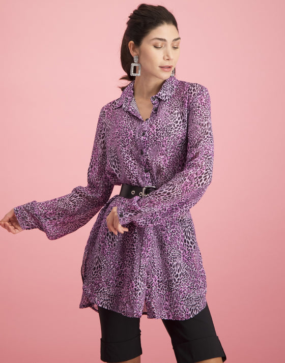 Dewi Long Blouse Animal | Fuxia