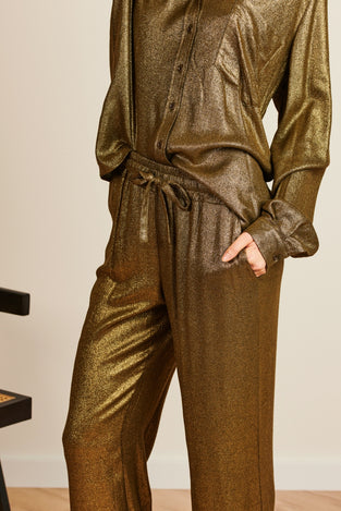 Pants Lola | Gold metallic shiny