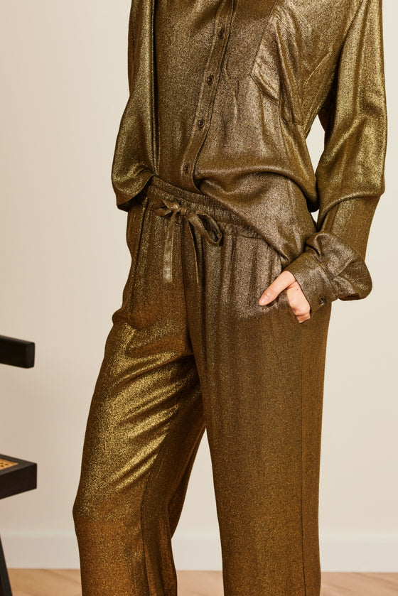 Pants Lola | Gold metallic shiny