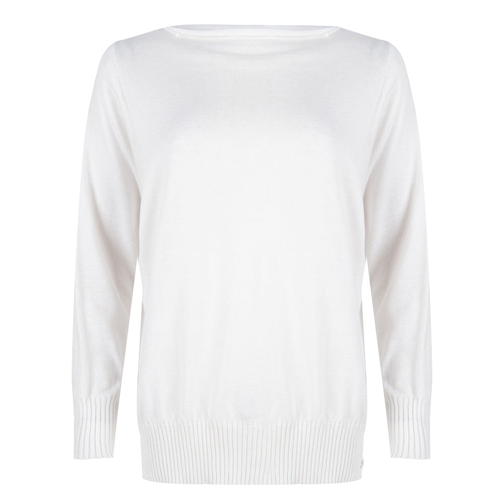 Stephanie Boat Neck Sweater Serena Sweater | White