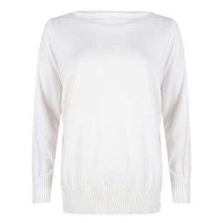 Stephanie Boat Neck Sweater Serena Sweater | White