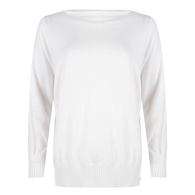 Stephanie Boat Neck Sweater Serena Sweater | White