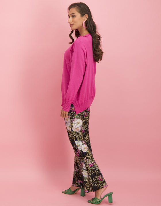 Stephanie Boat Neck Sweater Serena Sweater | Fuxia