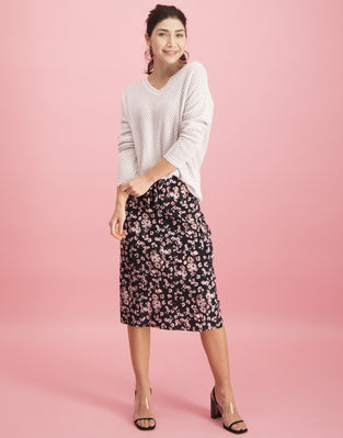 Elyse Perforated Sweater | Rose