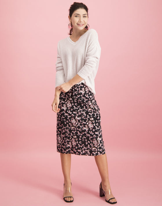 Elyse Perforated Sweater | Rose