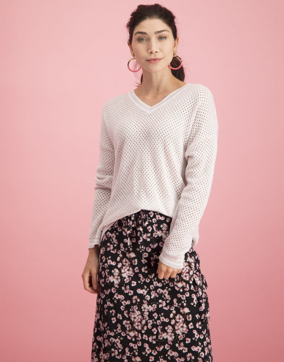 Elyse Perforated Sweater | Rose