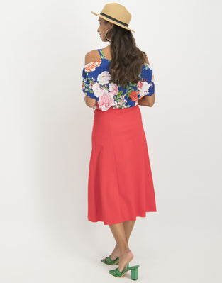 Florence Cold Shoulder Top Floral | Ink