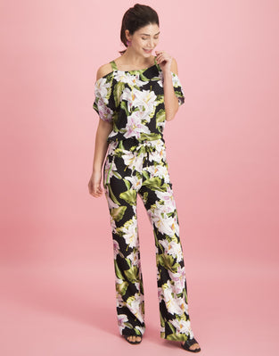 Florence Cold Shoulder Top Floral | Black