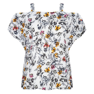 Florence Cold Shoulder Top Bloom | White