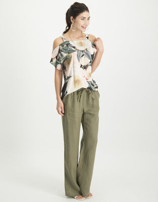 Florence Cold Shoulder Top Peony Black | Rose