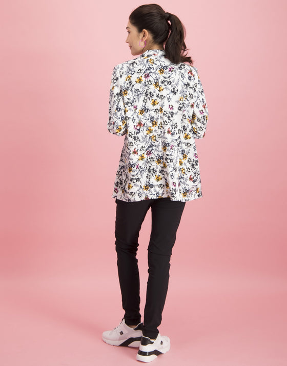 Eva Easy To Wear Blazer Bloom | White