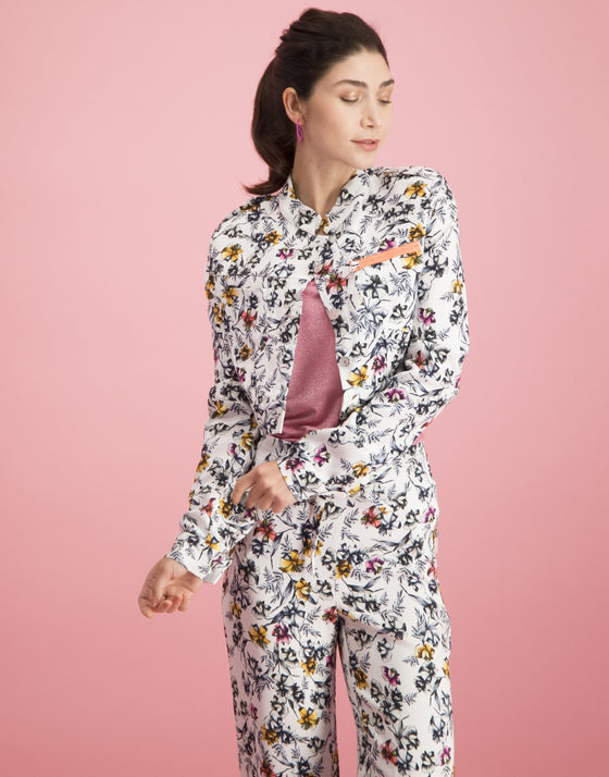Joan Cropped Jacket Bloom | White