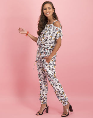 Florence Cold Shoulder Top Bloom | White