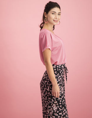 Hope Short Sleeve Top | Fuxia