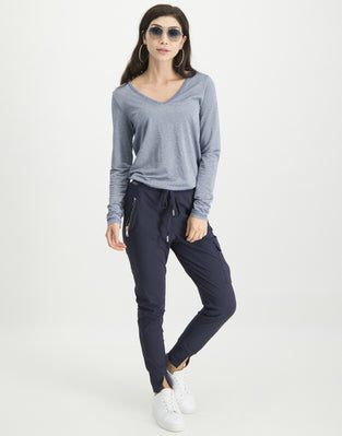 Grace Long Sleeve Top | Blue Melange