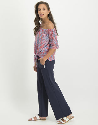 Nicole Knotted Top Graphic | White/Red