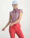 Tash Pussybow Blouse Graphic | White/Red