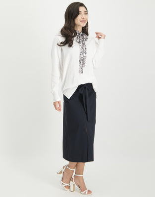 Stephanie Boat Neck Sweater Serena Sweater | White