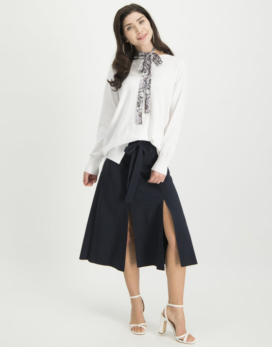 Stephanie Boat Neck Sweater Serena Sweater | White
