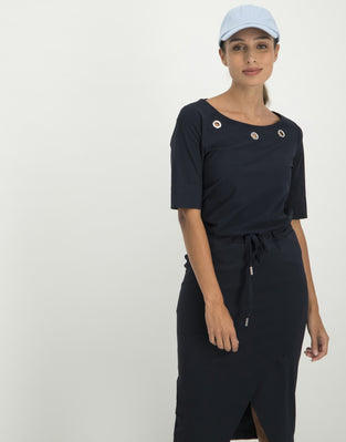 Lea Eyelet Top | Blue