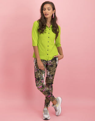 Khloe Drawstring Pants Leopard and Rose | Black