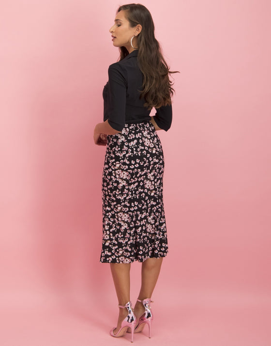 Noel Eyelet Shirt | Black/Fuxia