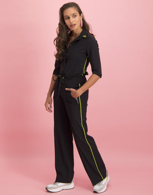 Lila Drawstring Pants | Black/Green