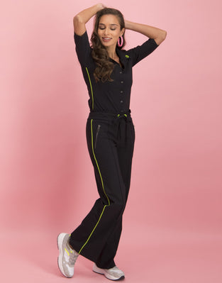 Lila Drawstring Pants | Black/Green