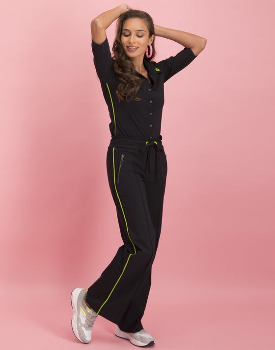 Lila Drawstring Pants | Black/Green