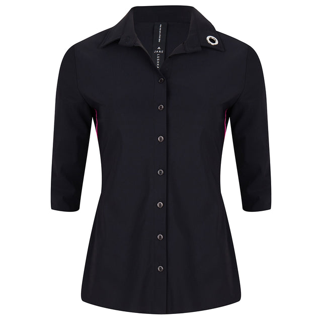 Noel Eyelet Shirt | Black/Green