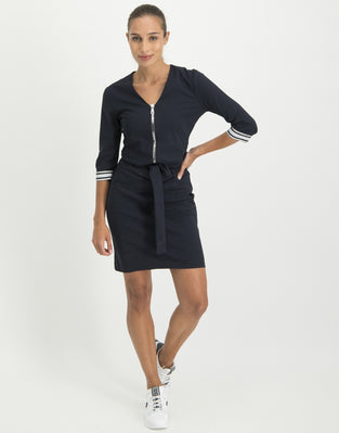 Leah Zipper and Stripes Dress | Blue