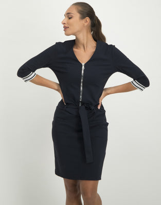 Leah Zipper and Stripes Dress | Blue