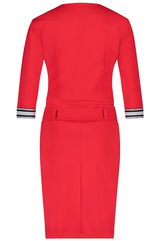Leah Zipper and Stripes Dress | Red