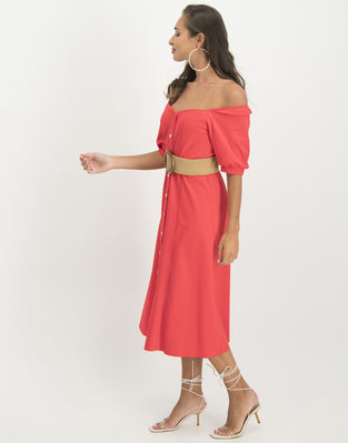 Sara Midi Dress | Red