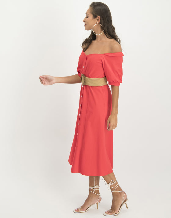 Sara Midi Dress | Red