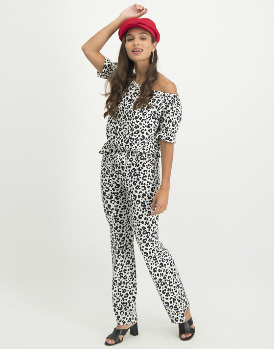 Billie Flared Pants | Animal ecru