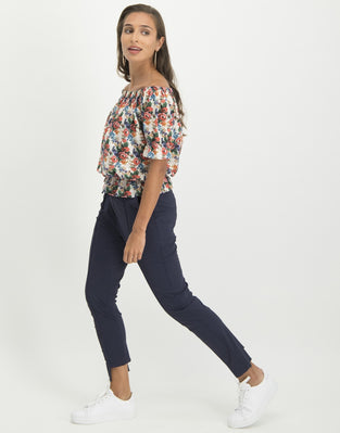 Lois Blouse Flower | White/Red