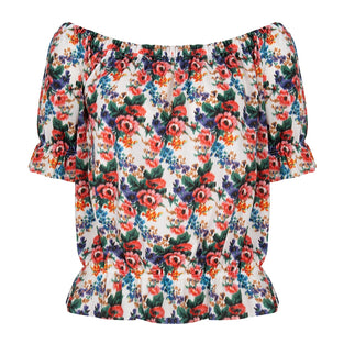 Lois Blouse Flower | White/Red