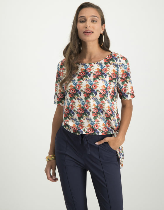 Selma Top Side Knot | White/Red