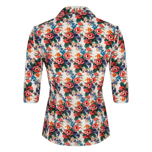 Debbie Blouse Flower | White/Red