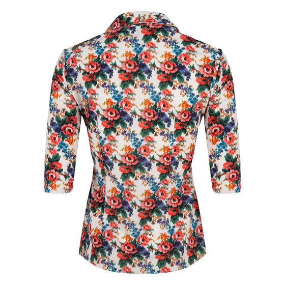 Debbie Blouse Flower | White/Red