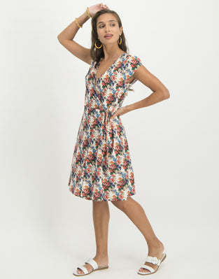 Joanne Dress Flower | White/Red