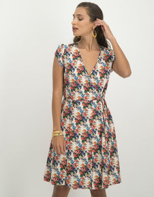 Joanne Dress Flower | White/Red